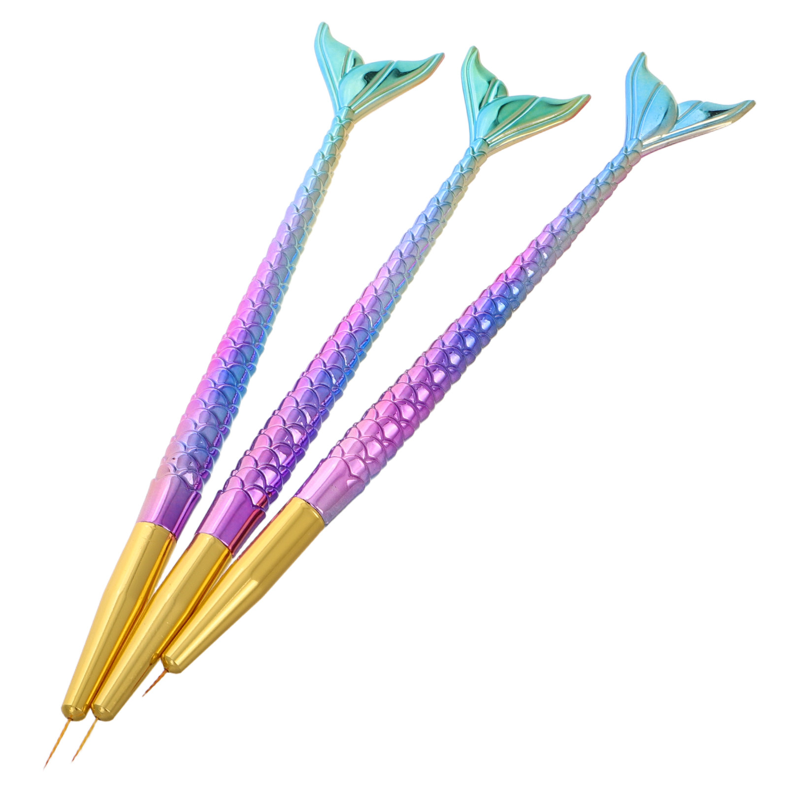 3Pcs Mermaid Tail Nail Art Lin - đánh giá và giá Detailing Brush Set